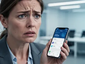 Mężczyzna korzystający ze smartfona przy kasie w sklepie Żabka, co nawiązuje do tematu realizacji płatności mobilnych.
